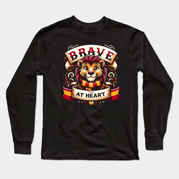 Brave at Heart - Wizard Lion - Fantasy Long Sleeve T-Shirt by Fenay-Designs